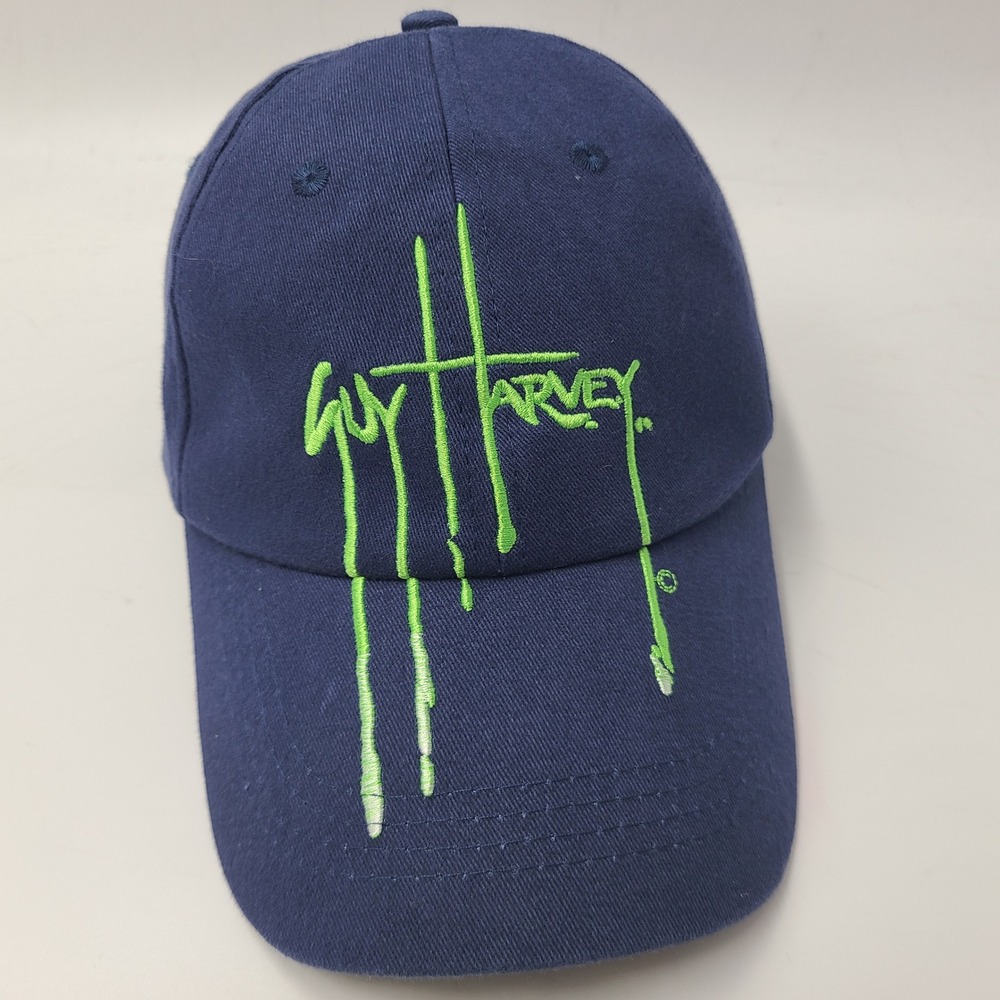Guy Harvey Hat Adjustable Blue Green Fishing Drip Ooze Logo Casual Outdoors Men
